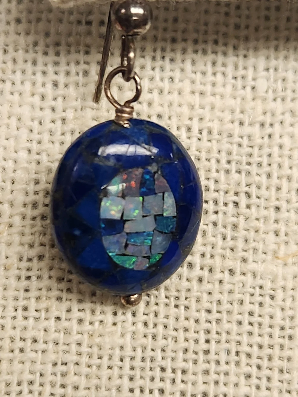 Blue Mosaic Dangle Earrings - Women's Jay King DTR Lapis MOP and Opal inlay.